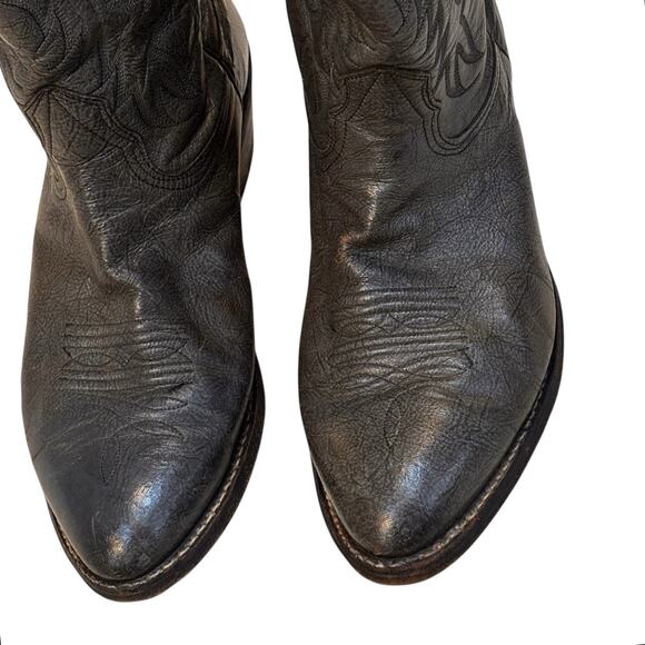 Nocona 43511 Gray Leather Cowboy Boots Men's 10.5 D Vintage Western USA Made - Picture 3 of 11